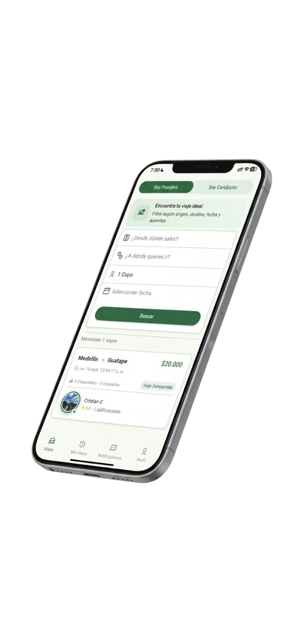 Vista de la app ConCupo junto a los pasos de uso
